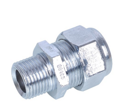 NYLON COMPRESSION BRASS CHROME PLATED REDUCING UNION - MALE x COMPRESSION - 1/2" BSP MALE x 20mm C