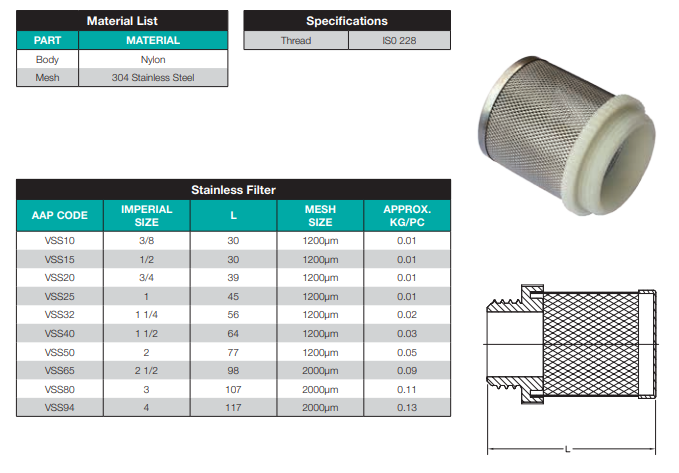 2" BSP (50mm) Stainless Steel Filter Strainer