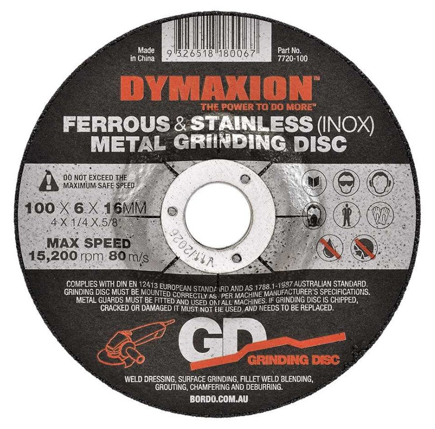 Grinding Disc Metal 100mm x 6mm x 16mm Bore