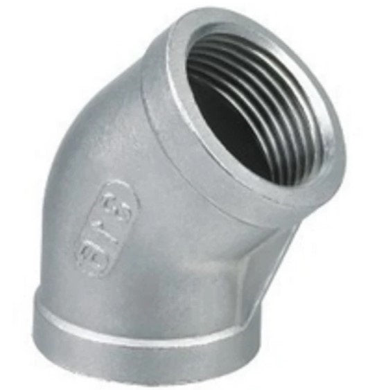 1 1/4" NPT 316 STAINLESS STEEL 45 DEGREE ELBOW FEMALE FEMALE JOINER