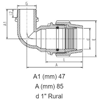 1" Rural x 1/2" BSP Plasson Rural Male Elbow