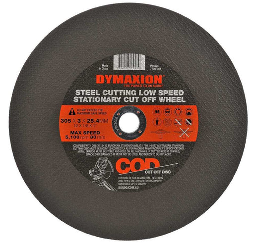 Dymaxion 305mm Steel Cutting Low Speed Stationery Cut Off Wheel - 5 Pack