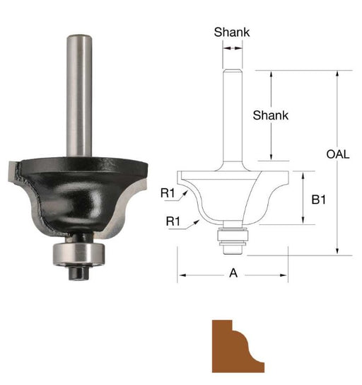TruaCut Edge Forming Bits - 9.5mm Roman Ogee Router Bit 1/2" Shank