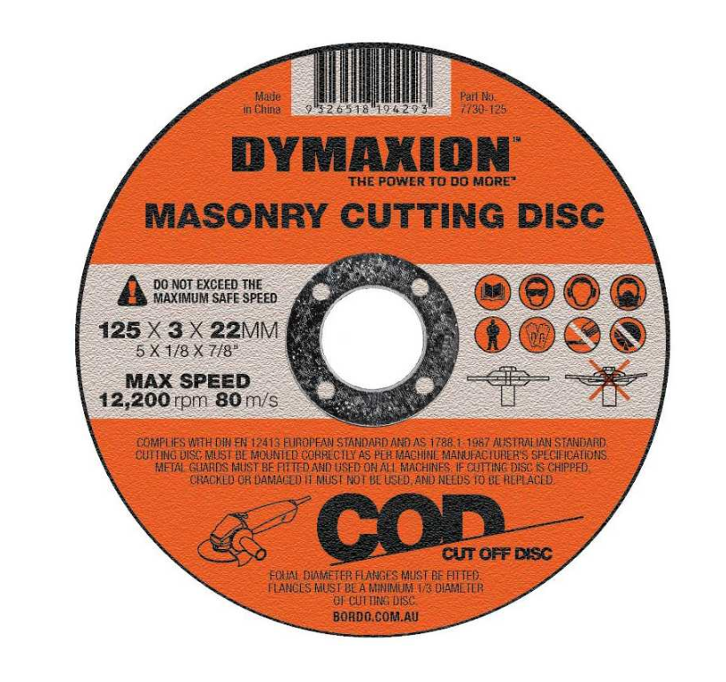 Dymaxion Cutting Disc Masonry 125mm x 3mm x 22mm Bore - Pack of 5