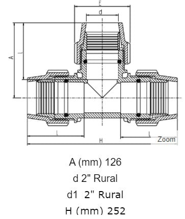 2" Plasson Rural Tee 90 Degree