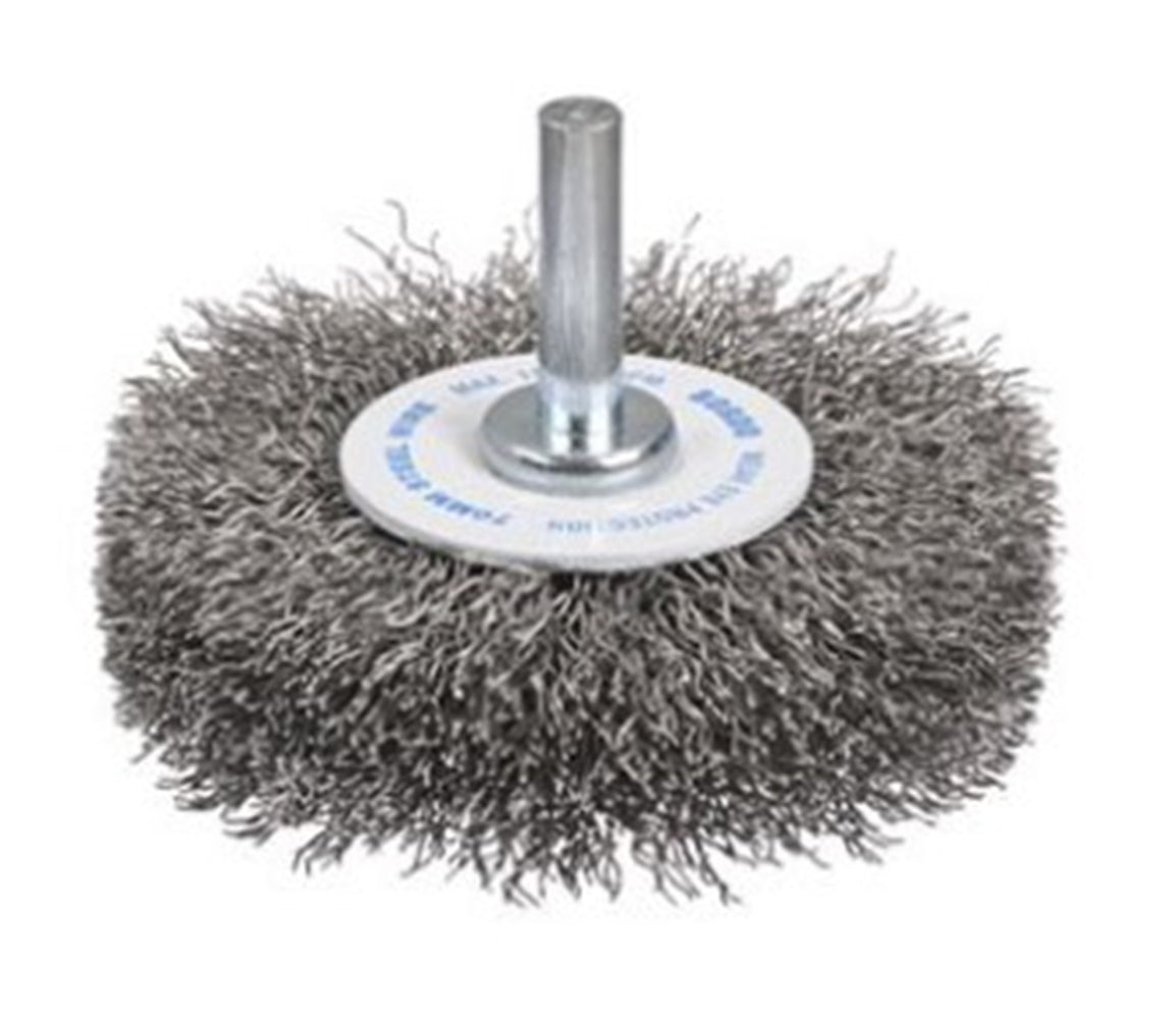 Bordo Steel Wire High Speed Crimp Wire Wheel Brush  20mm 0.2mm x 6mm Thickness 1/4" Round Shank - 10 Pack
