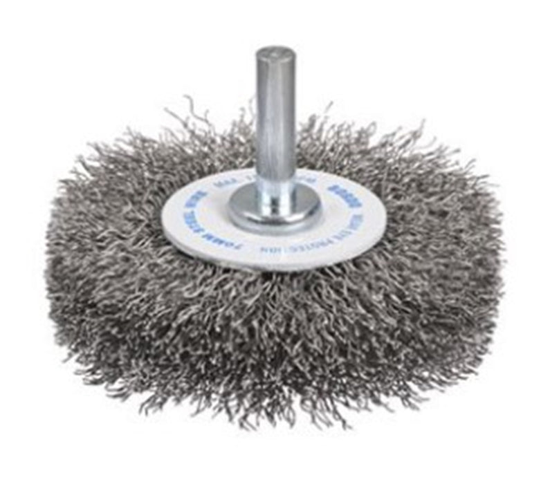 Bordo Steel Wire High Speed Crimp Wire Wheel Brush  20mm 0.2mm x 6mm Thickness 1/4" Round Shank - 10 Pack