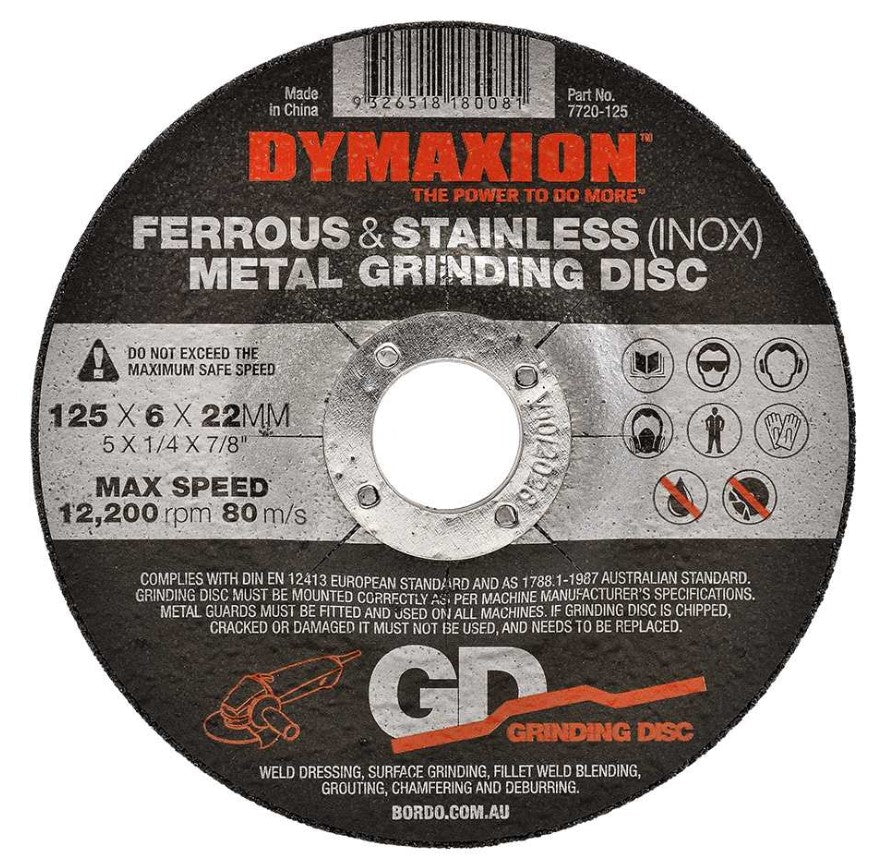 Grinding Disc Metal 125mm x 6mm x 22mm Bore