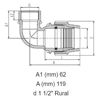 1 1/2" Rural x 1 1/2" BSP Plasson Rural Female Elbow