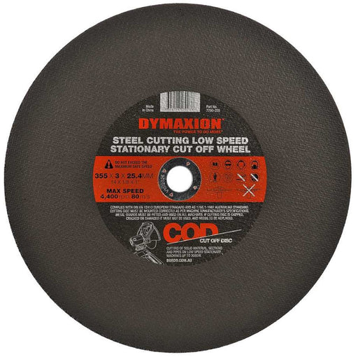 Dymaxion 355mm Steel Cutting Low Speed Stationery Cut Off Wheel - 5 Pack