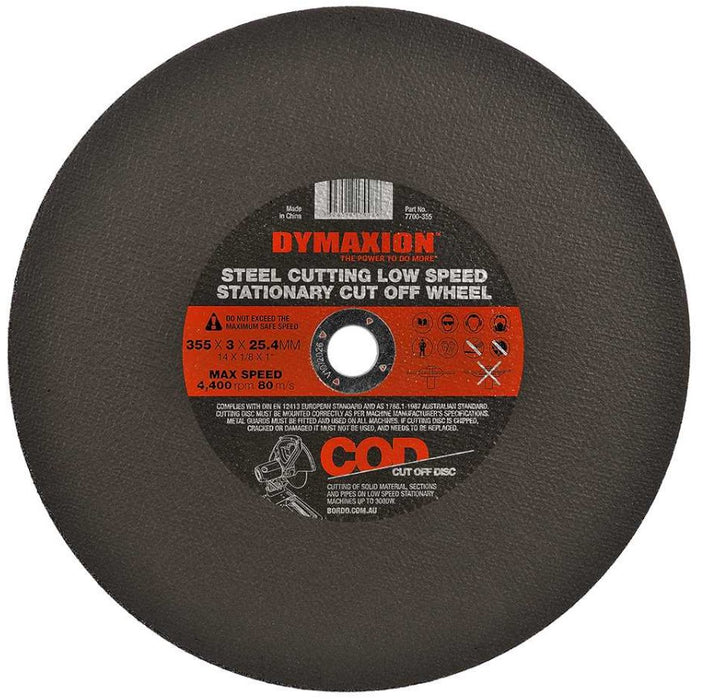 Dymaxion 355mm Steel Cutting Low Speed Stationery Cut Off Wheel - 5 Pack