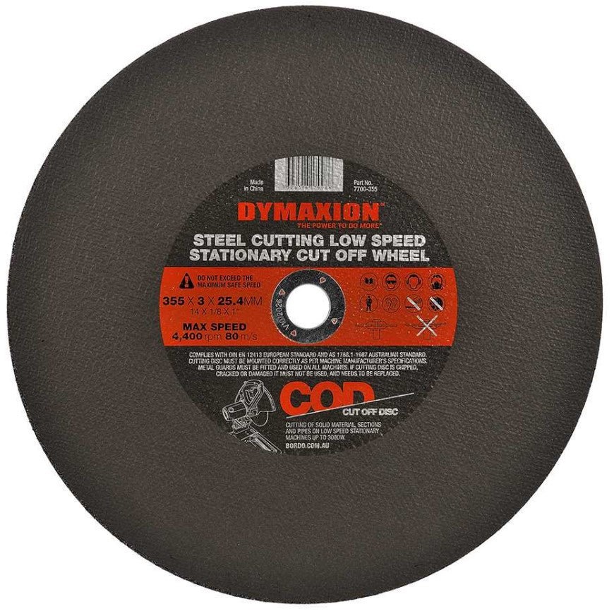 Dymaxion 355mm Steel Cutting Low Speed Stationery Cut Off Wheel - 5 Pack