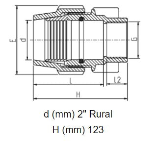 2" x 1 1/4" Plasson Rural Female Adaptor Connector Irrigation