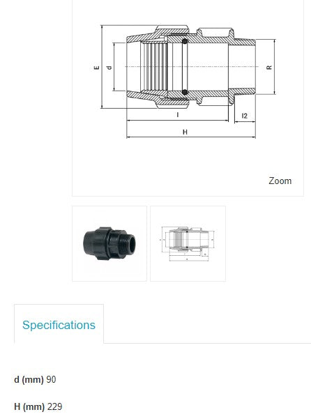 90mm Metric x 2 1/2" BSP Plasson Metric Male Adaptor