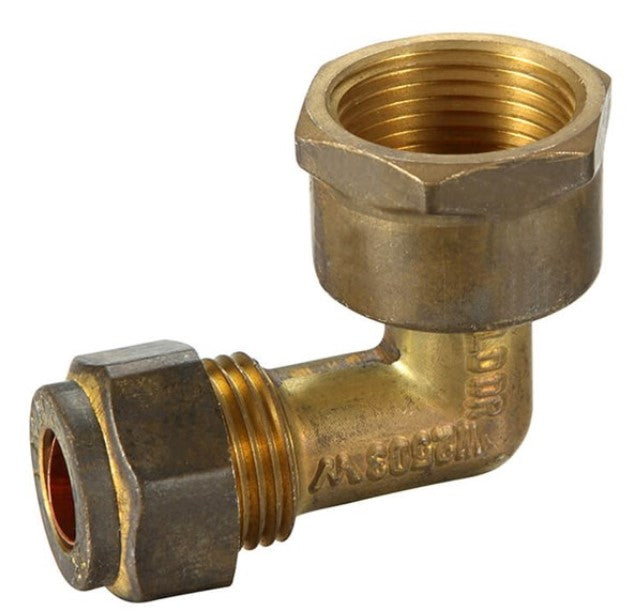 COPPER COMPRESSION BRASS REDUCING ELBOW FEMALE x COMP - 3/4 FI BSP x 1 ...