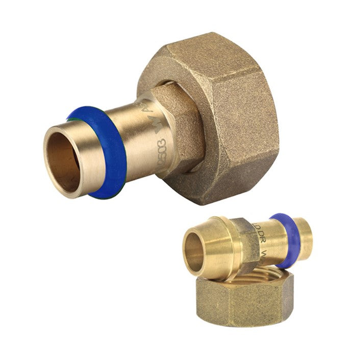 BRASS WATER FITTINGS SWIVEL NUT REDUCING FEMALE ADAPTOR DN15 x 3/4" BSP CONICAL SEAT