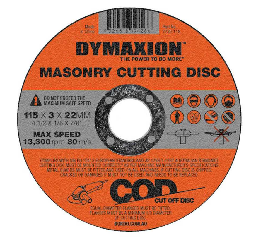 Dymaxion Cutting Disc Masonry 100mm x 3mm x 22mm Bore - Pack of 5