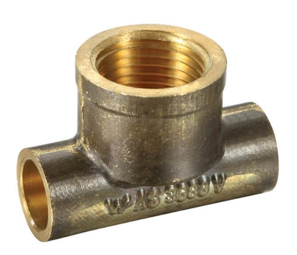 BRASS CAPILLARY TEE (NO 30) 15mm OD x 15mm OD x 1/2" FEMALE BSP