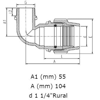 1 1/4" Rural x 1" BSP Plasson Rural Male Elbow