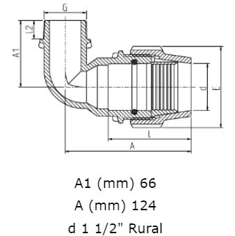 1 1/2" Rural x 1 1/2" BSP Plasson Rural Male Elbow