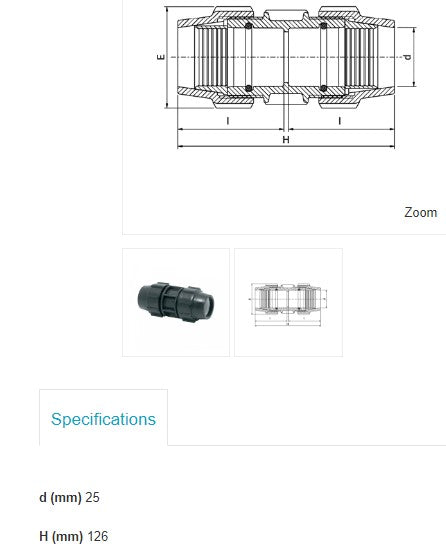 25mm Plasson Metric Coupler Joiner Poly Pipe Irrigation Fitting