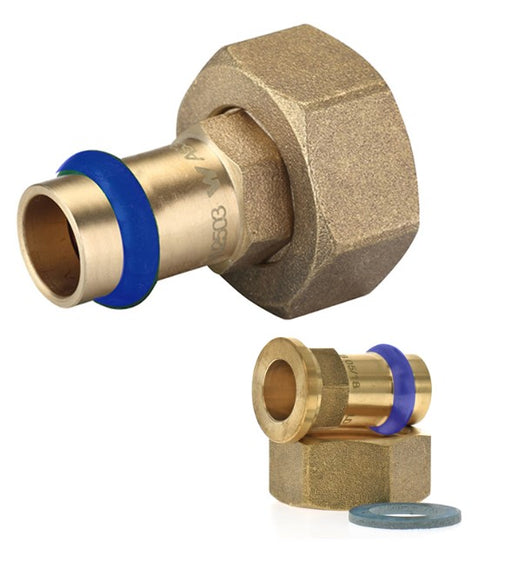 BRASS WATER FITTINGS SWIVEL NUT REDUCING FEMALE ADAPTOR DN15 x 3/4" BSP FLAT SEAT