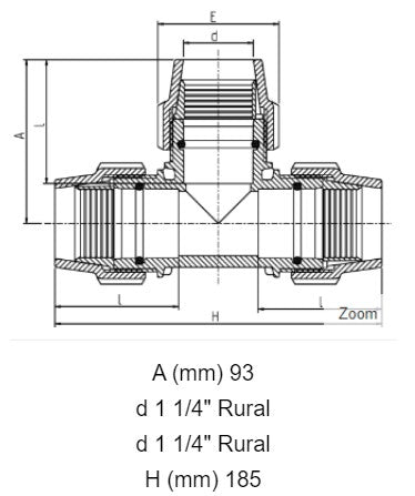 1 1/4" Plasson Rural Tee 90 Degree