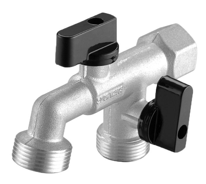 Dual Outlet Hose Tap 15mm x 15mm x 20mm Watermarked Chrome Plated