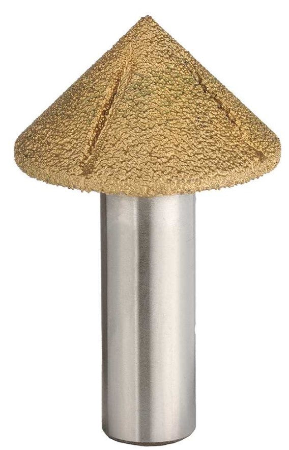 TruaCut Vacuum Brazed Diamond Router Bits -Vee Grooving Bit - 17mm  Depth of Cut - 60/70 Grit