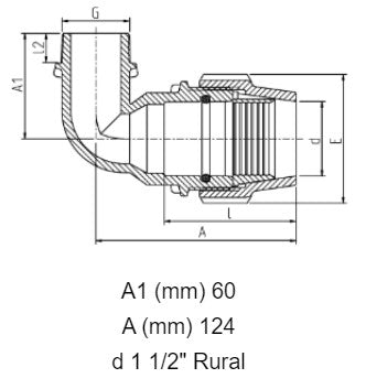 1 1/2" Rural x 1" BSP Plasson Rural Male Elbow