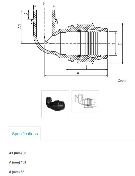 32mm Metric x 1 1/4" BSP Plasson Metric Male Elbow Poly Pipe Farm Irrigation