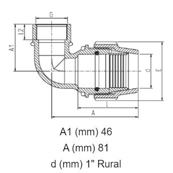 1" Rural x 3/4" BSP Plasson Rural Female Elbow