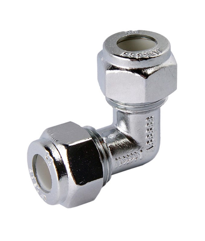 NYLON COMPRESSION BRASS ELBOW CHROME PLATED- COMP x COMP - 3/4