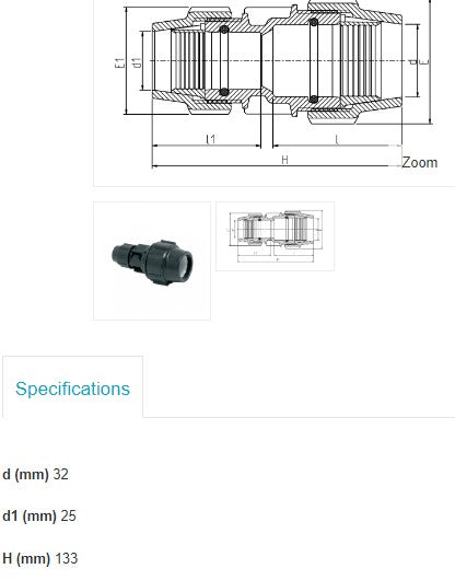 32mm x 25mm Plasson Metric Reducing Coupler Joiner