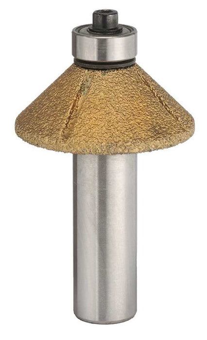 TruaCuT Vacuum Brazed Diamond Router Bits -Chamfering Bit - 12mm Depth of Cut - 60/70 Grit