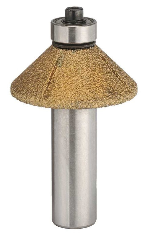 TruaCuT Vacuum Brazed Diamond Router Bits -Chamfering Bit - 12mm Depth of Cut - 60/70 Grit