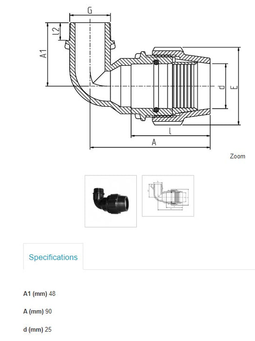 25mm Metric x 3/4" BSP Plasson Metric Male Elbow Poly Pipe Farm Irrigation