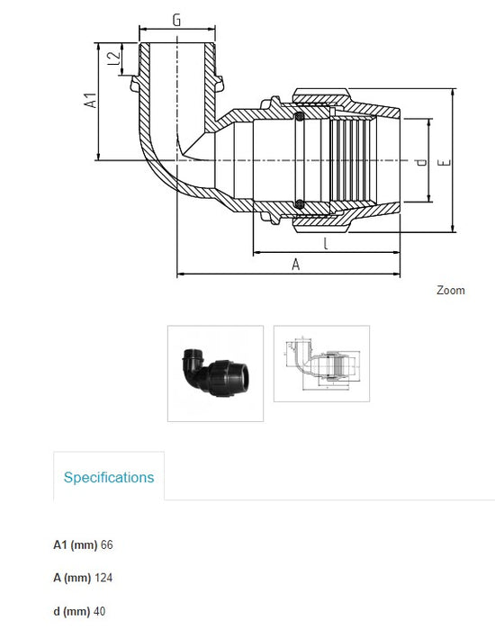 40mm Metric x 1 1/2" BSP Plasson Metric Male Elbow Poly Pipe Farm Irrigation