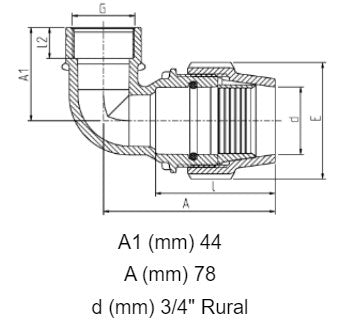 3/4" Rural x 3/4" BSP Plasson Rural Female Elbow