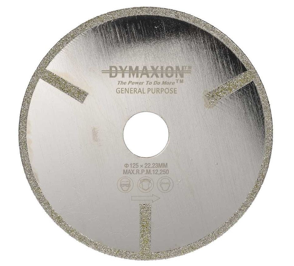 Dymaxion Diamond Blade Electroplated Continuous Rim for Fibreglass 125mm x 22mm Bore
