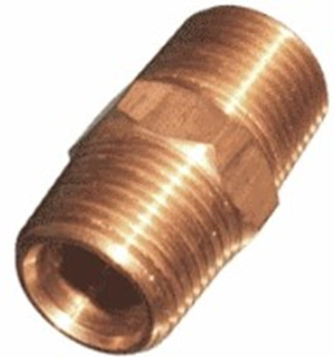 Brass Hexagon Crossover Nipple 1/4" BSP x 1/4" NPT