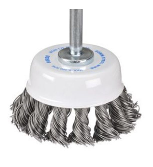 50mm 1 Row 0.35mm Twist Knot Cup Brush - Steel Wire
