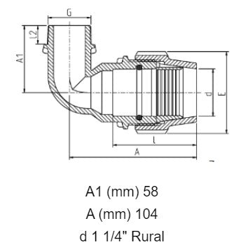 1 1/4" Rural x 1 1/4" BSP Plasson Rural Male Elbow