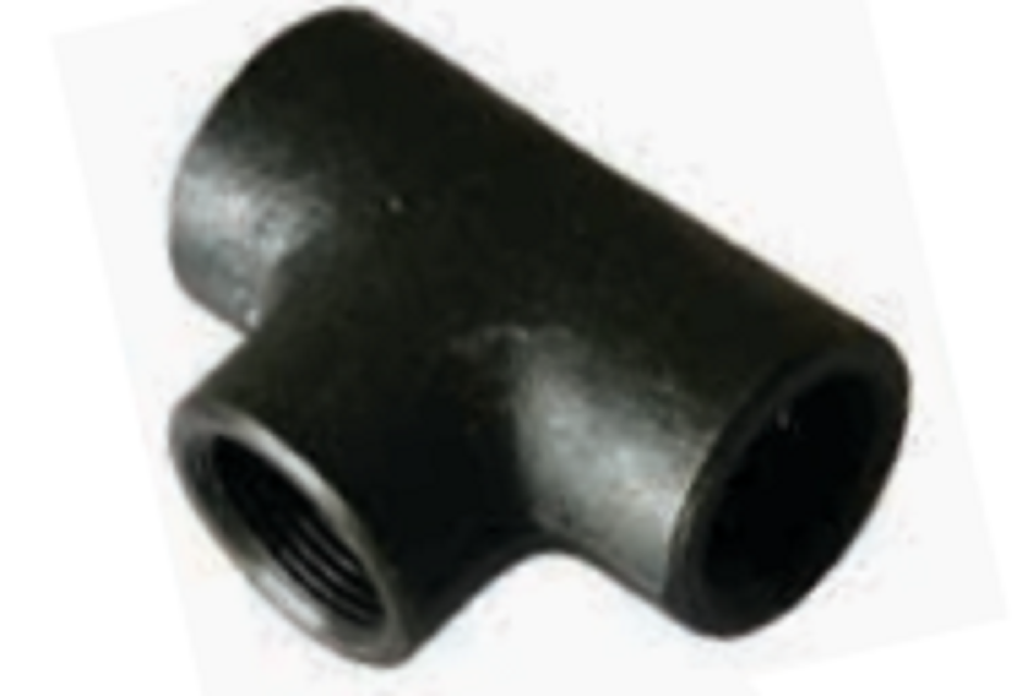 3/8" (10mm) Black Steel Equal Tee