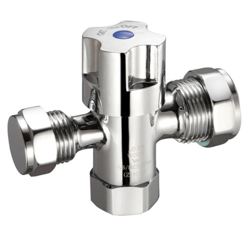 Monopoly Tapware Dual Isolation Stop Modular 1/4 Turn Swivel Female with Ceramic Disc 15 & 20mm Chrome Plated