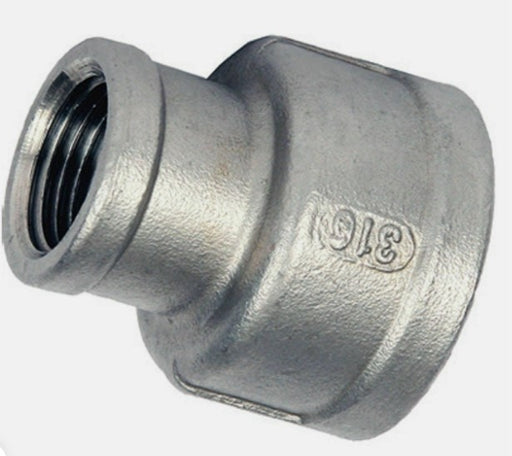 1 1/2" x 1 1/4" NPT REDUCING SOCKET 316 STAINLESS STEEL