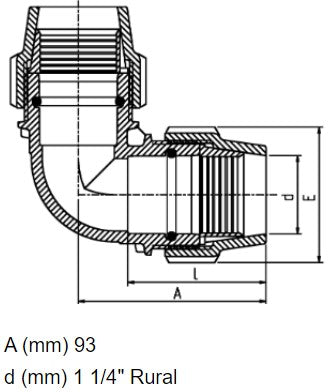 1 1/4" Plasson Rural Elbow Farm Irrigation Fitting