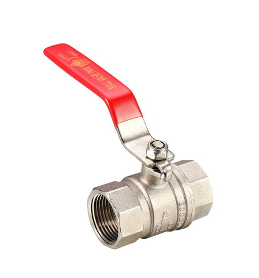 Brass Ball Valve Female Female 1-1/2" BSP General Purpose Lever Handle Red