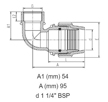 1 1/4" Rural x 3/4" BSP Plasson Rural Female Elbow