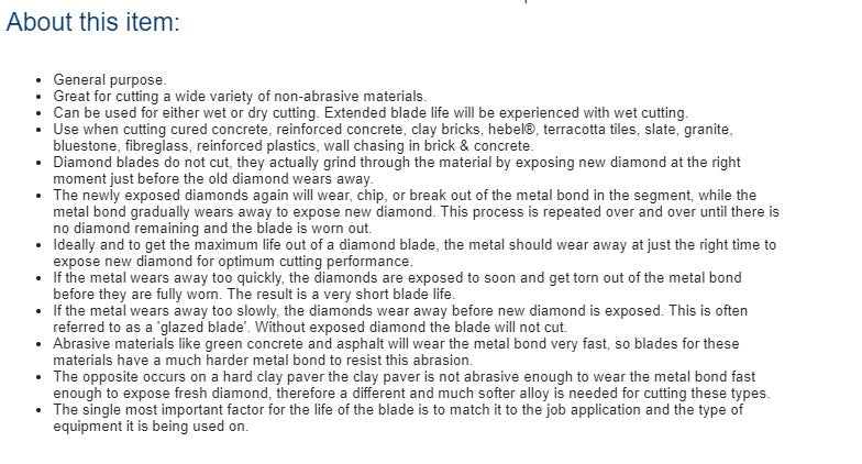 Diamond Blade Segmented for Cutting Concrete/Brick/Paving 230mm x 22mm Bore